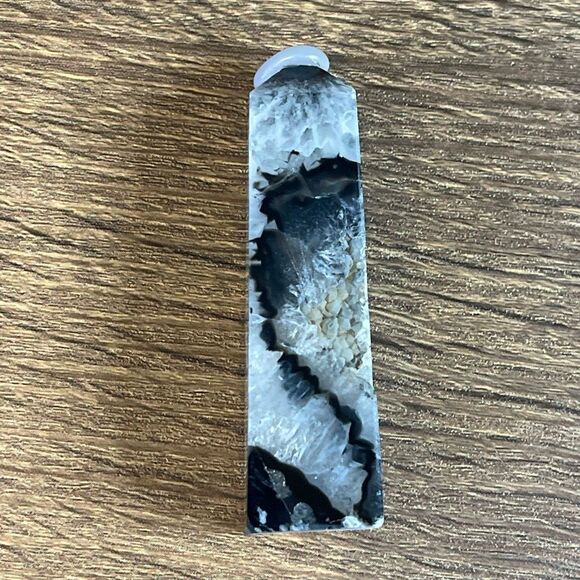 Black lace agate tower 4-sided druzy crystal banded banding, onyx, emotional hea - Picture 4 of 8